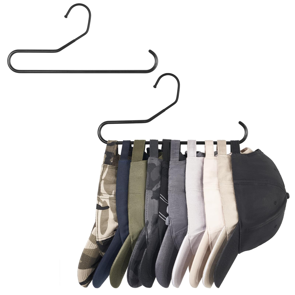 Mkono Hat Organizer for Baseball Caps Metal Hat Rack for Closet Set of 2 Baseball Cap Holder Hat Storage Organizer Holds up to 20 Caps,Black 2