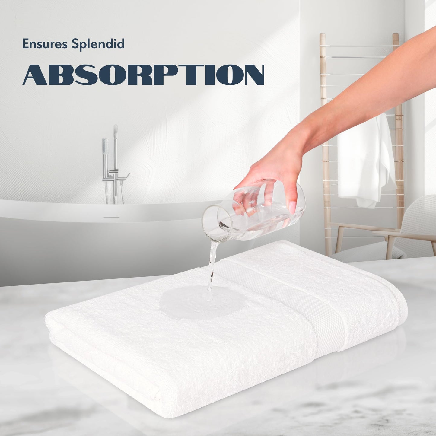 White Classic Luxury Bath Towels Large Pack of 4, Hotel Quality Bathroom Towel Set 137 x 68 cm, White Shower Cotton Towels 4 Pack