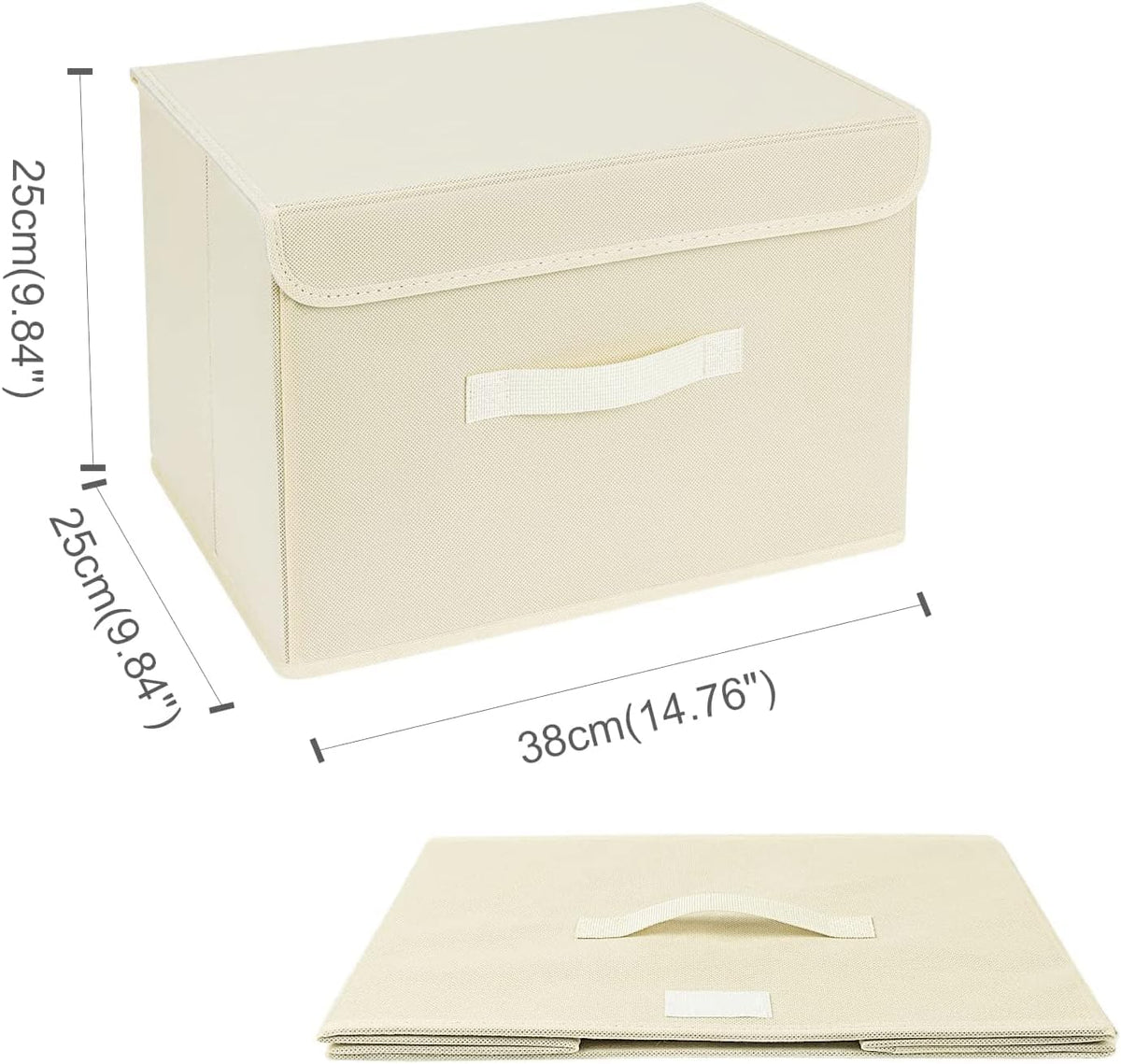 Homsorout Foldable Storage Boxes with Lids - Wardrobe Organiser Bin with Handle Fabric Basket Containers for Clothes, Book, Shelf, Office