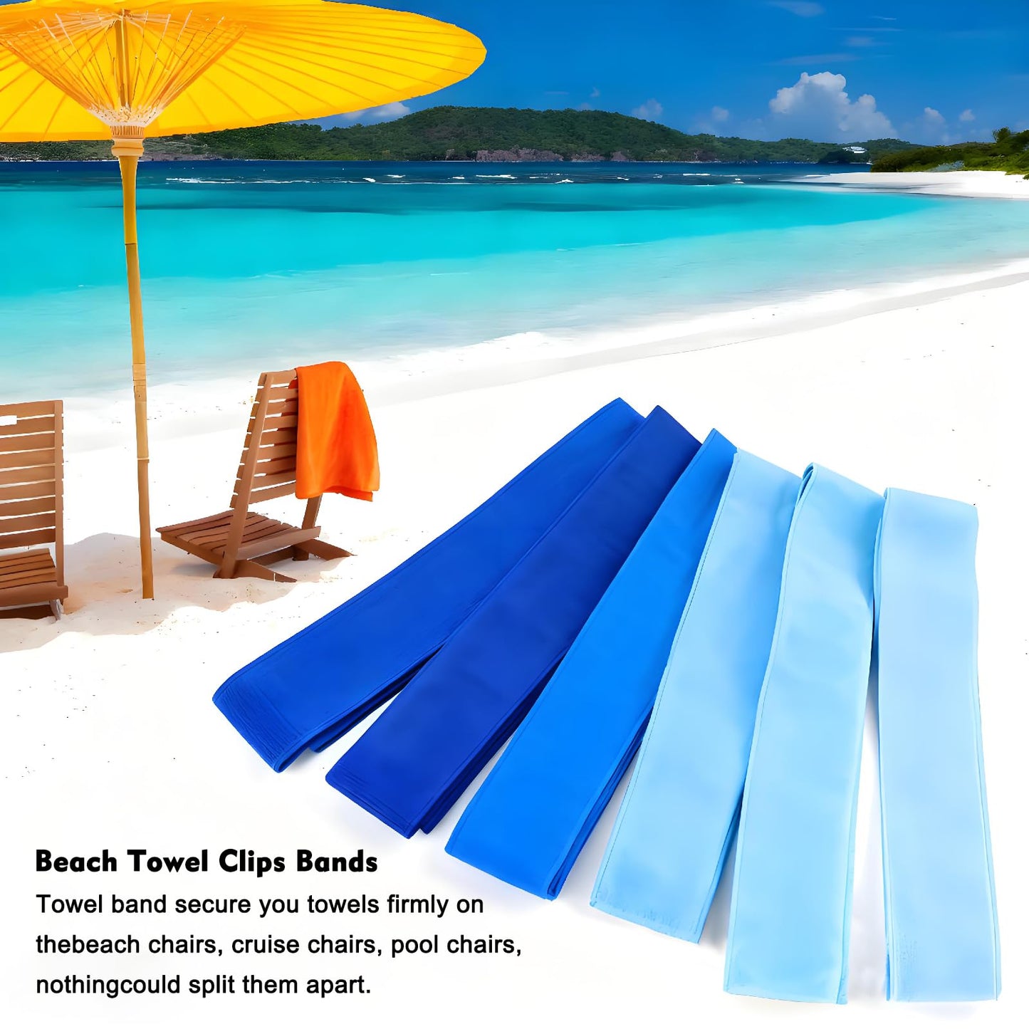 Towel Bands for Beach Chairs Sun Loungers, Elastic Sunbed Towel Bands,4PCS