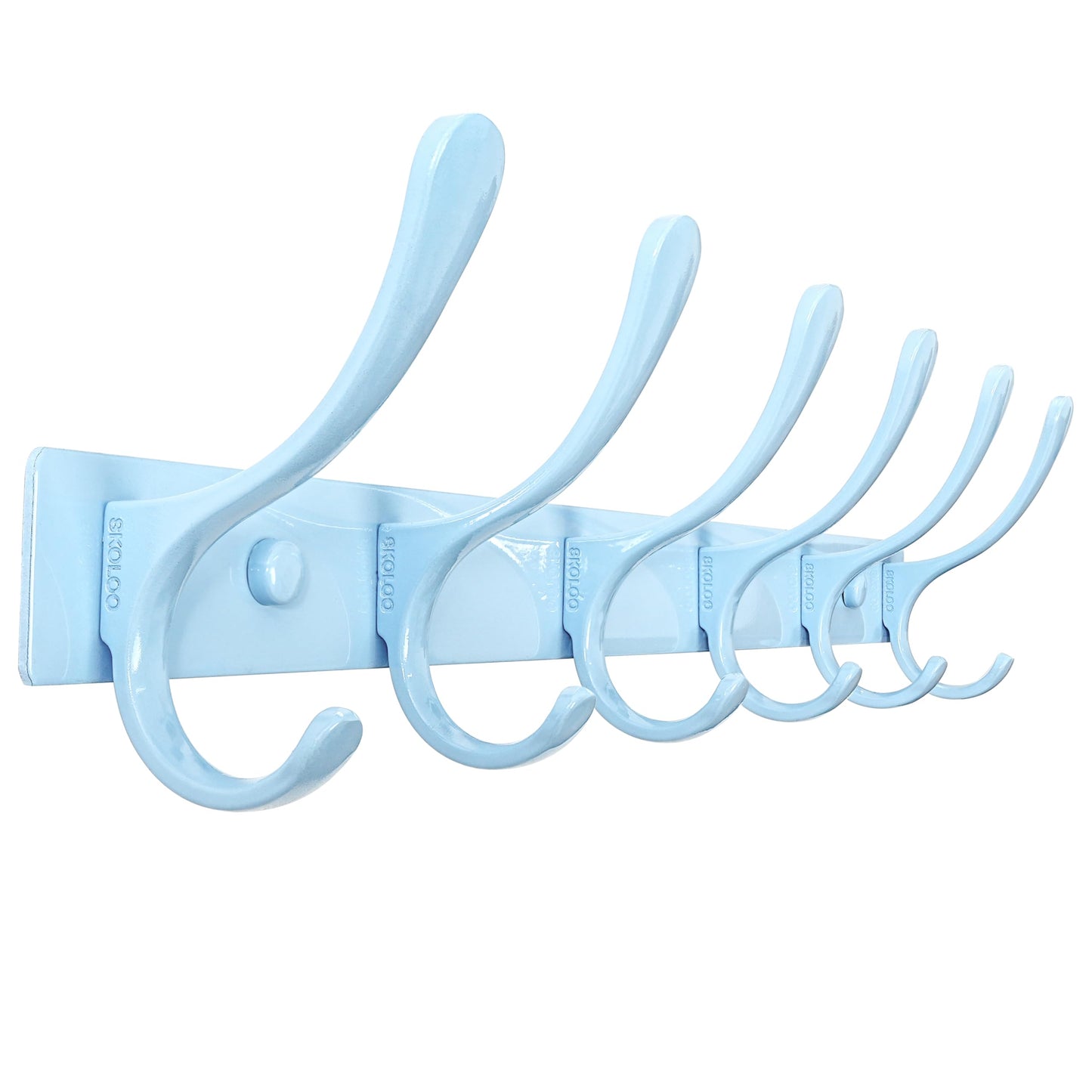 SKOLOO Coat Rack Wall Mounted - 6 Hooks, Heavy Duty, Stainless Steel, Metal Wall Coat Hanger, Sturdy Wall Hooks for Hanging Coat, Jacket, Clothes