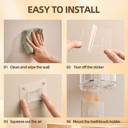Toothbrush Holder Wall Mounted,Detachable Toothbrush and Toothpaste Holder with Divider for Bathroom