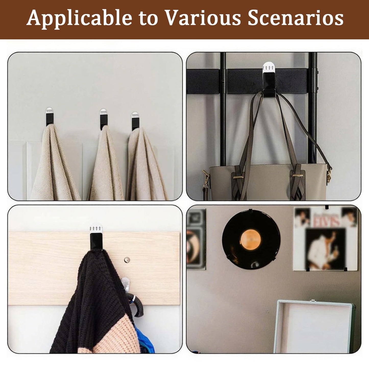 QianDanS 12 PCS Self-Adhesive Vinyl Wall Mounts, Small Acrylic Display Shelves, Drill-Free Storage Hanger, Music Album Cover Holders for Album, CD