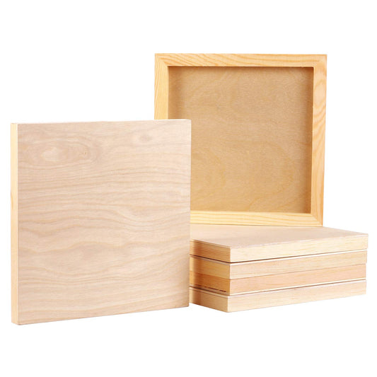 Yarlung 6 Pack 8 x 8 Inches/20x20cm Wooden Painting Panels, Unfinished Birch Wood Cradled Canvas Boards for Painting, Drawing, Watercolor, Encaustic
