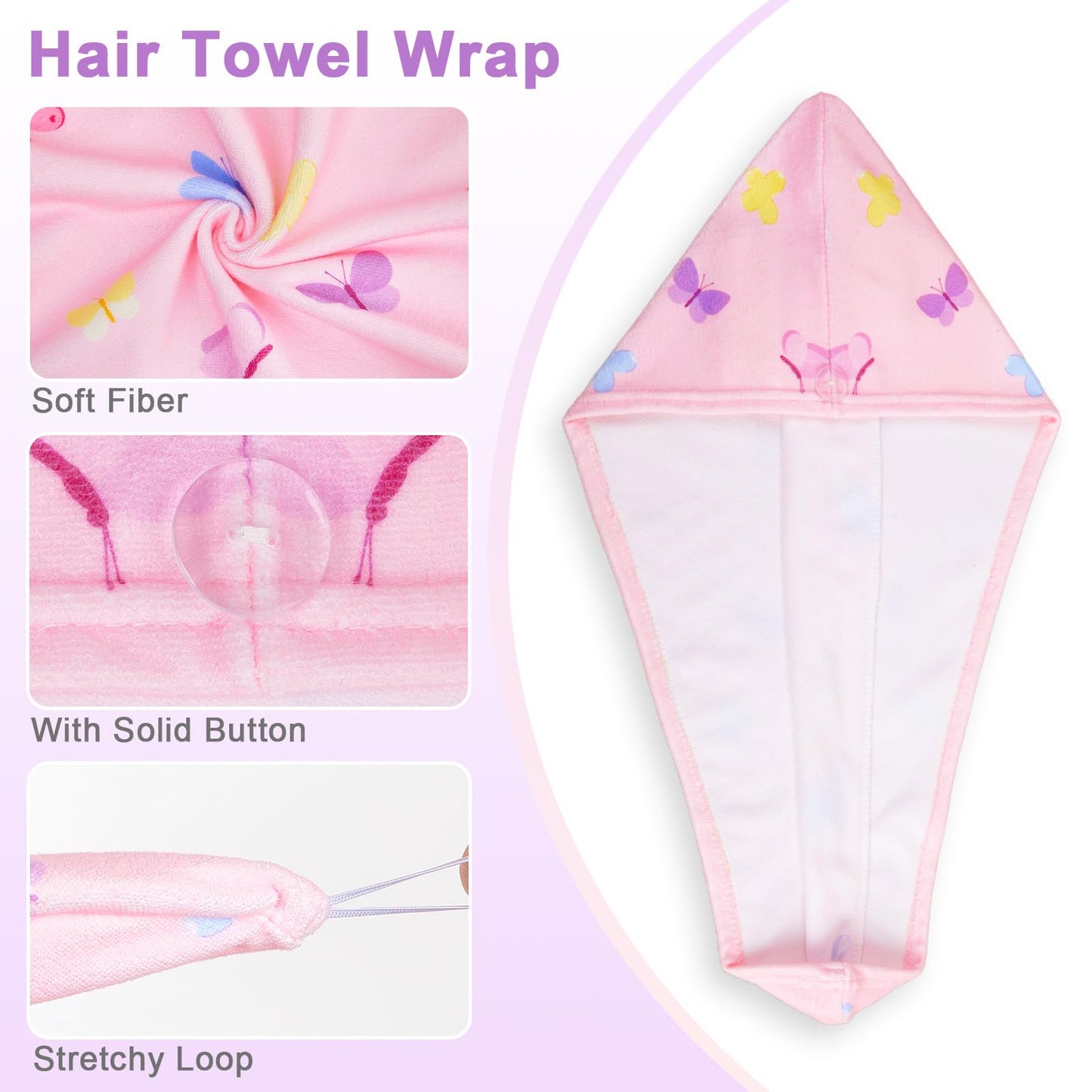 Unicorn Castle 2 Pack Kids Microfibre Hair Towel Wrap, Absorbent