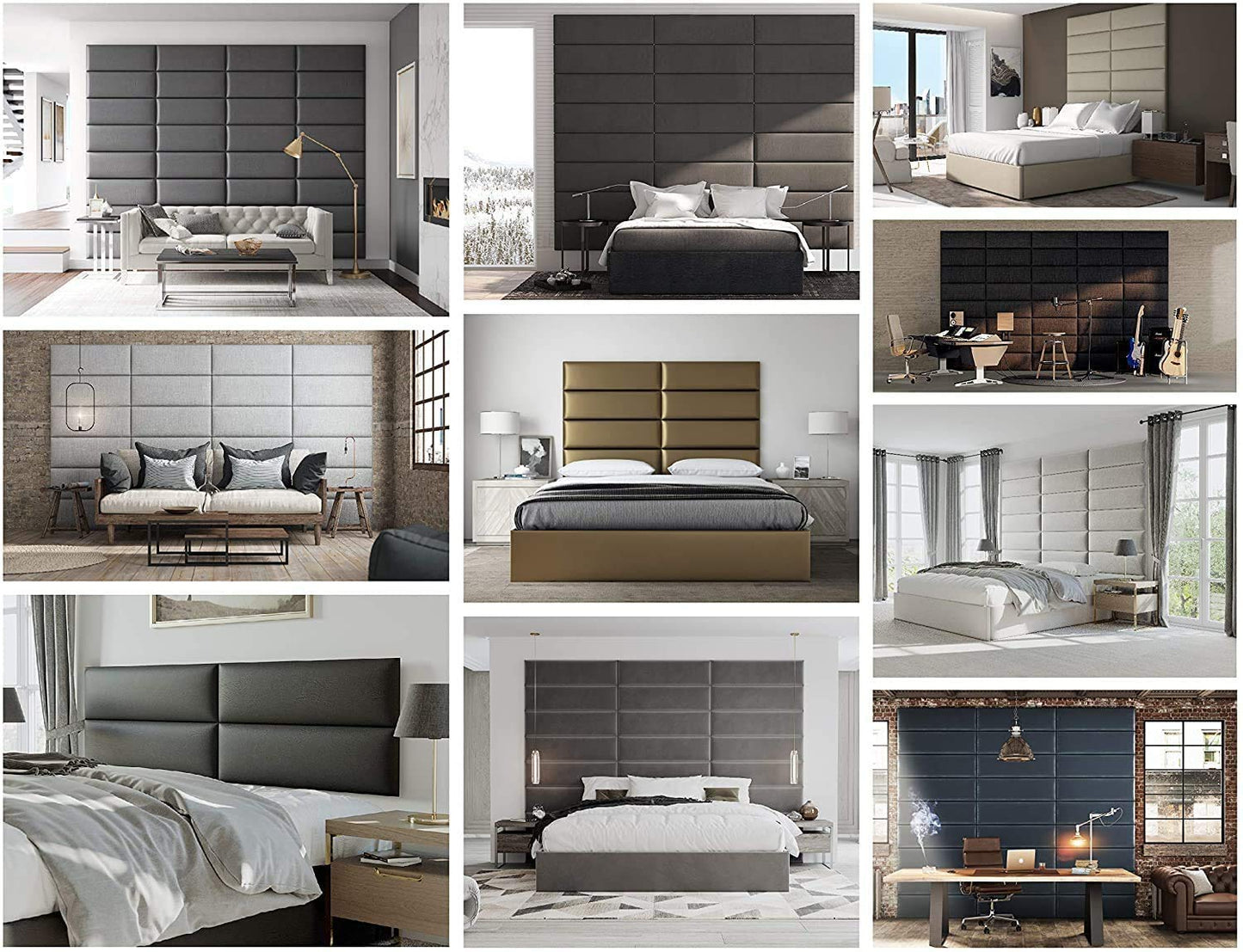 VANT Upholstered Headboards - Accent Wall Panels - Packs of 4 - Easy to Install - Single & Double bed Size (91cm Wide, Plush Velvet Black)