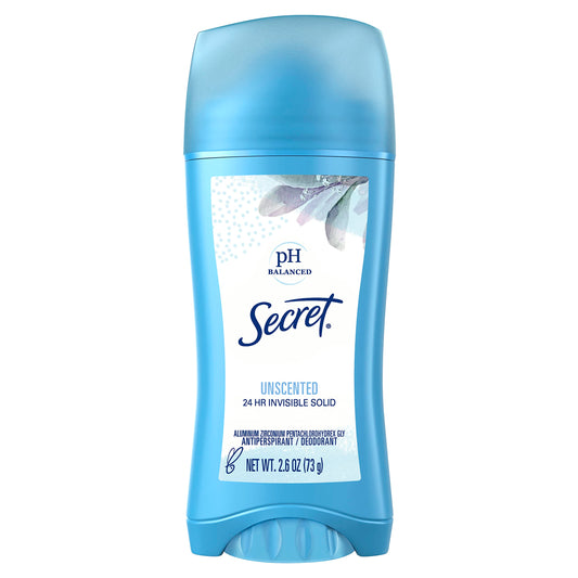Secret Original Unscented Women's Invisible Solid pH Balanced Antiperspirant and Deodorant, 2.6 Ounce