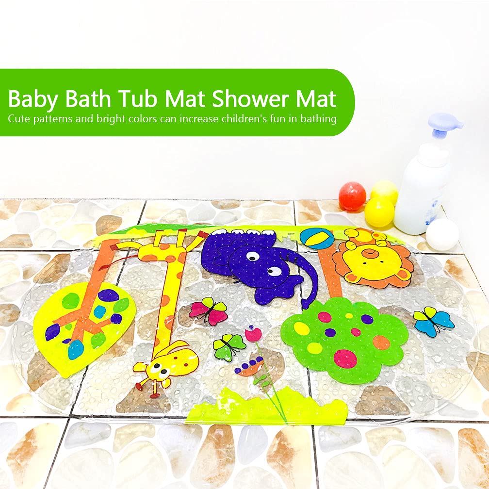 PTAPIPI Anti-Slip Shower Mat 39 x 69 cm - Forest Zoo Pattern