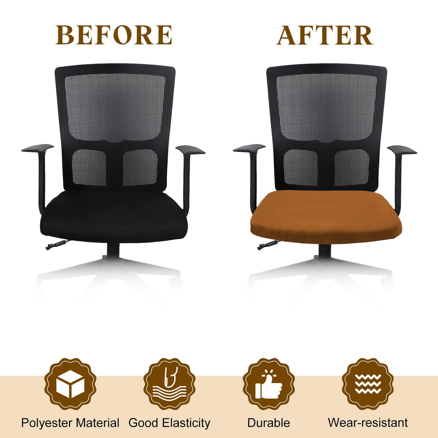 sourcing map Office Chair Cover, Stretchable Soft Rotating Chair Slipcover Washable Desk Computer Seat Cover Protector for Office Home, L(45-48cm)