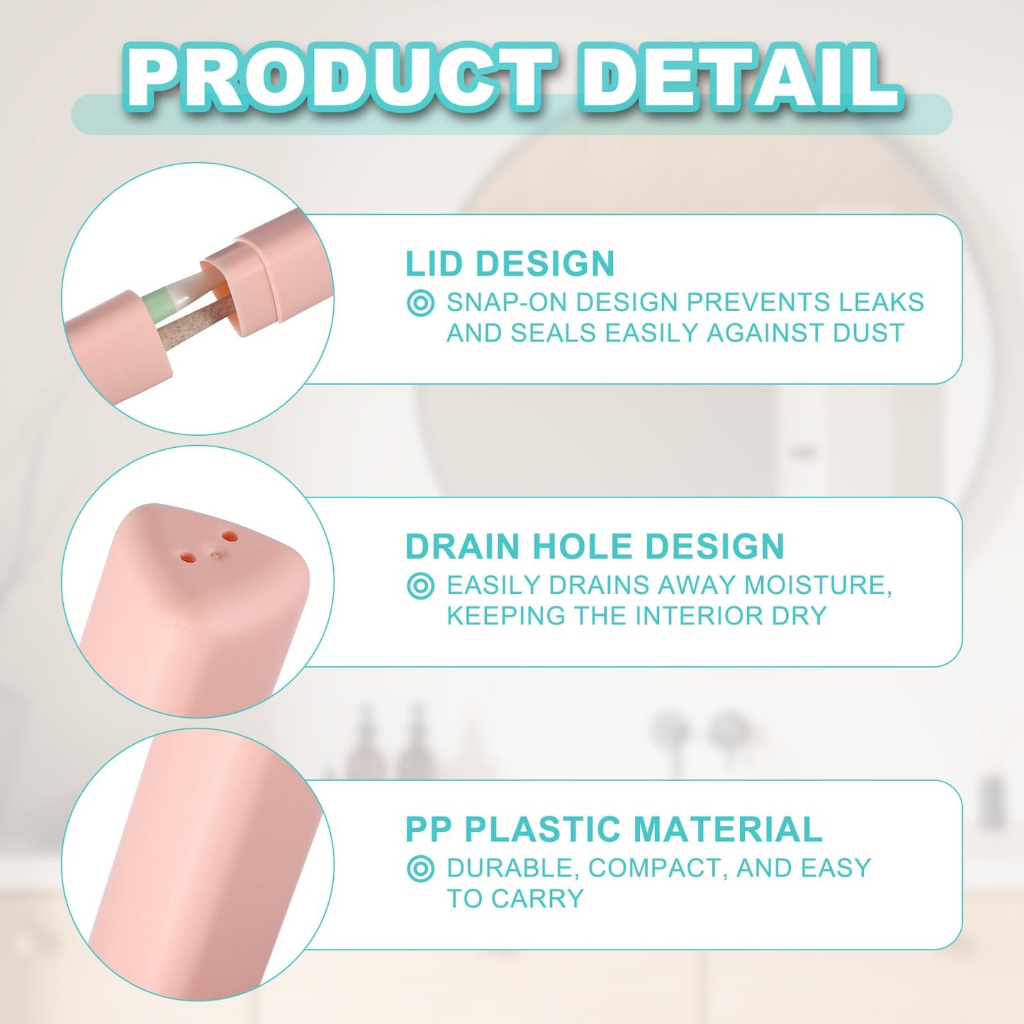 sourcing map 2Pcs Travel Toothbrush Case, 8.27 x 1.38" Portable Travel Toothbrush Holder, Plastic Toothpaste Container for Bathroom, Gym