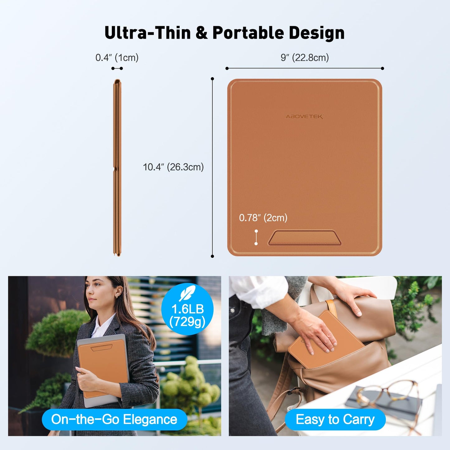 AboveTEK Portable Laptop Tray Stand, 2-in-1 Foldable MacBook Stand for Desk & iPad Tablet Stand Holder, Fits 14"~17" MacBook Air/Pro/Tablets/Kindle