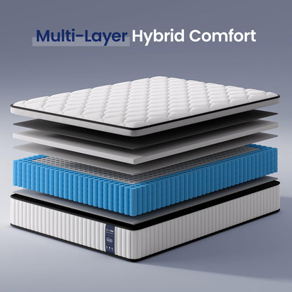 BedStory 4FT Small Double Mattress 12 Inch, Medium Firm Hybrid Pocket Sprung Mattress with Breathable Foam, Motion Isolation & Pressure Relief