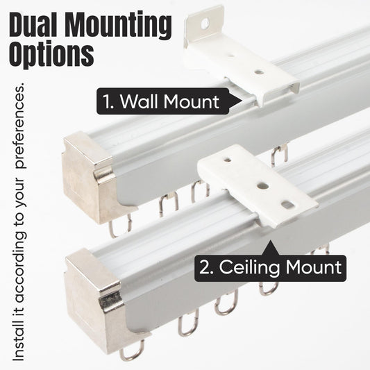 Ceiling Curtain Track Set | 3ft-16.4ft / 5 Meter | Ceiling Track for Curtains-Room Divider | Ceiling Mounted Curtain Track For Privacy | Living Room