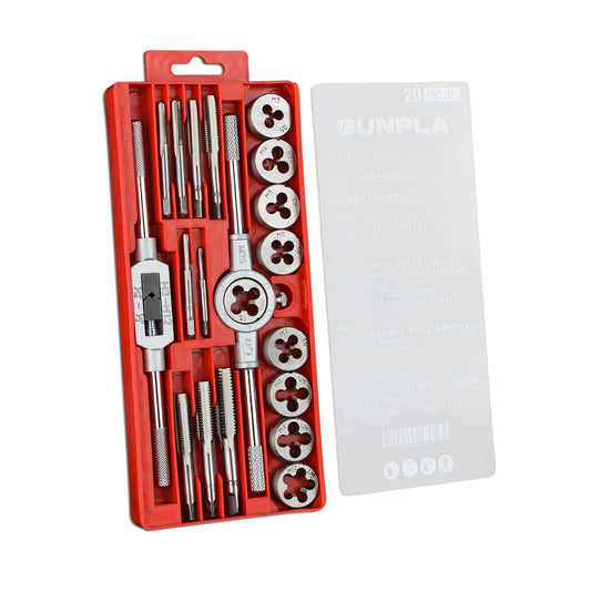 Gunpla Tap and Die Set 20 Pieces Tungsten Alloy Steel Metric Tap and Die Kit M3-M12 Combination for Cutting External and Internal Thread with Storage