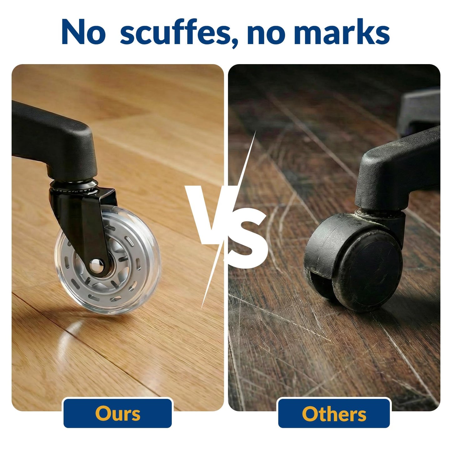 COSYLAND Office Chair Casters 11 mm x 22 mm - Set of 5 Casters for Office Chairs - Super Quiet and Soft for Hard Floors, Parquet, Carpet, Laminate