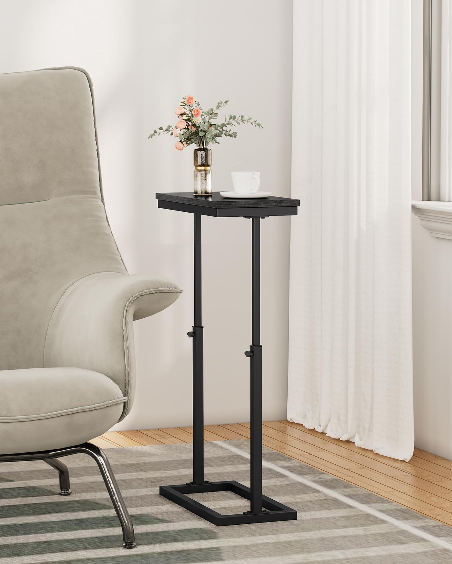 TUTOTAK End Table, Side Table, Tall Couch Table, Sofa Table, Living Room, Bed Room, Black TB01BK083EU
