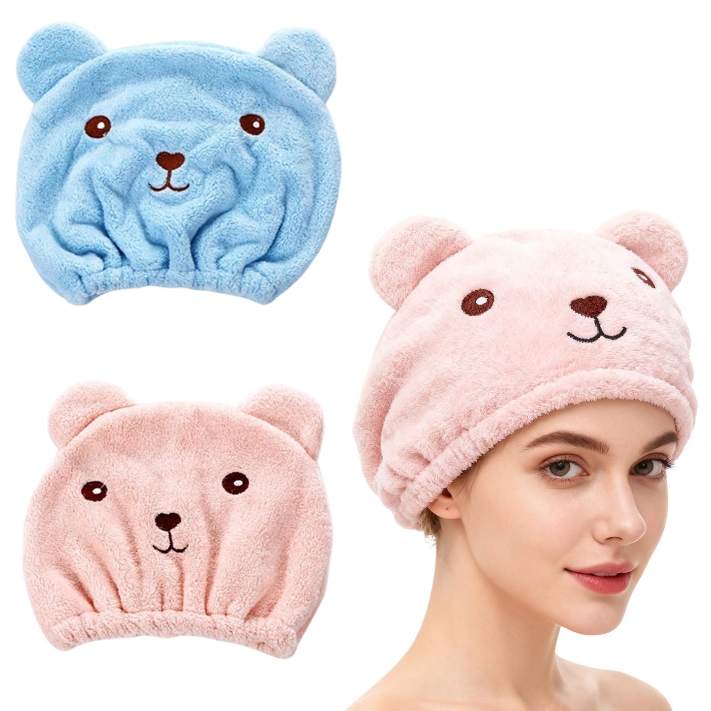 KxrTpx Kids Hair Towel Wrap, 2 Pack Super Absorbent Quick Dry Hair Towel Wraps for Women and Girls
