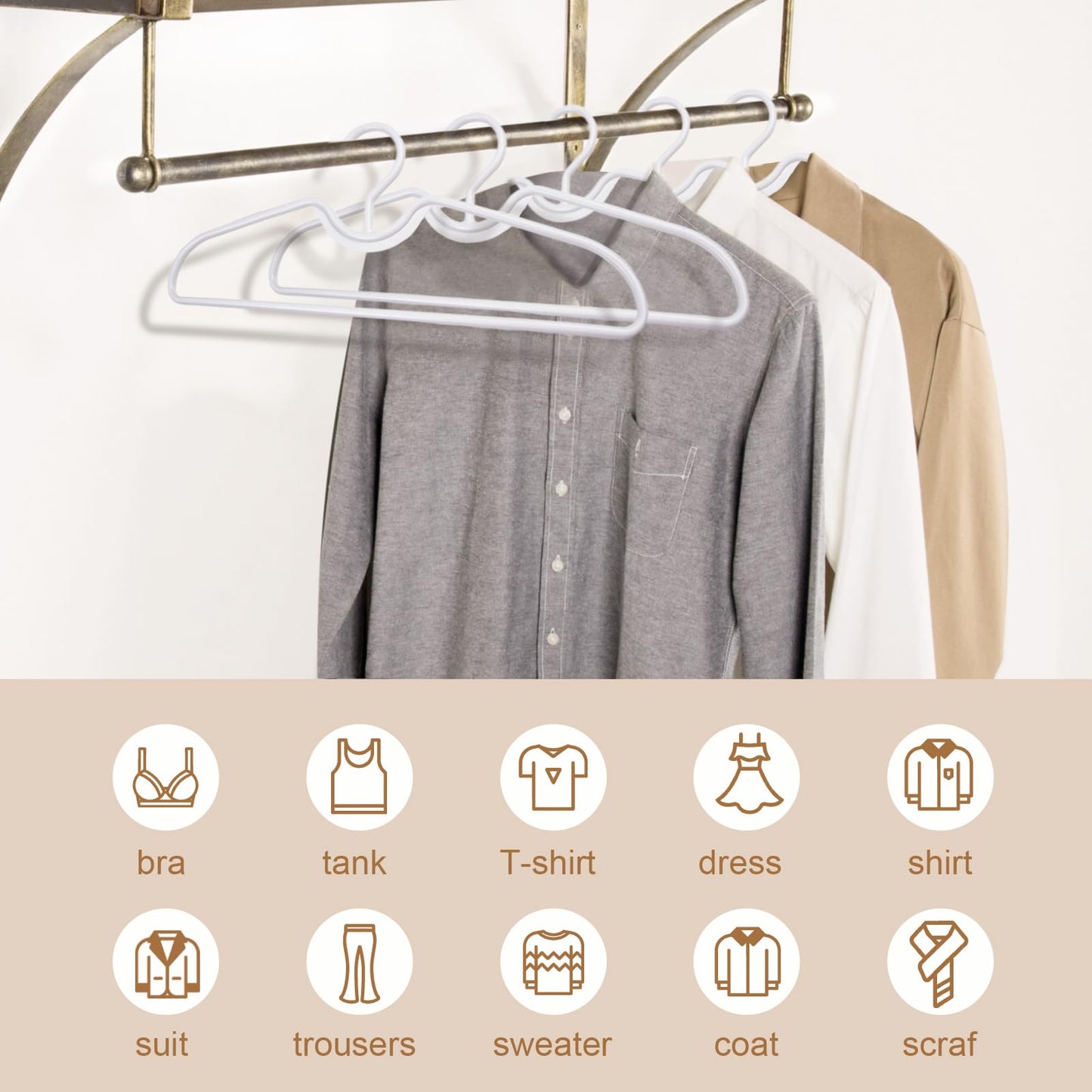Plastic Clothes Hangers, Anti-Slip Space Saving Coat Hangers, Short Neck Closet Hangers for Shirts, Coat, Pants