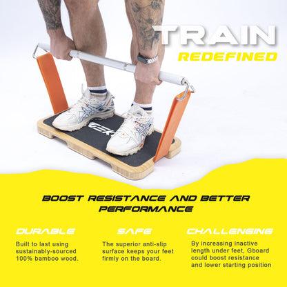 GEKU FIT Bamboo Fitness Board for Resistance Band Workouts - Eco-Friendly Exercise Platform with Non-Slip Surface for Strength Training, Stretching,
