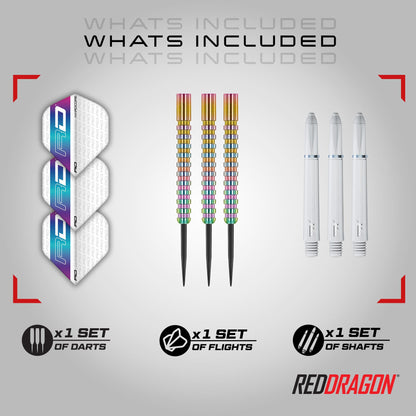 RED DRAGON Javelin Spectron 20 Gram Premium Tungsten Steeltip Darts Set with Dart Flights and Dart Shafts (Stems)