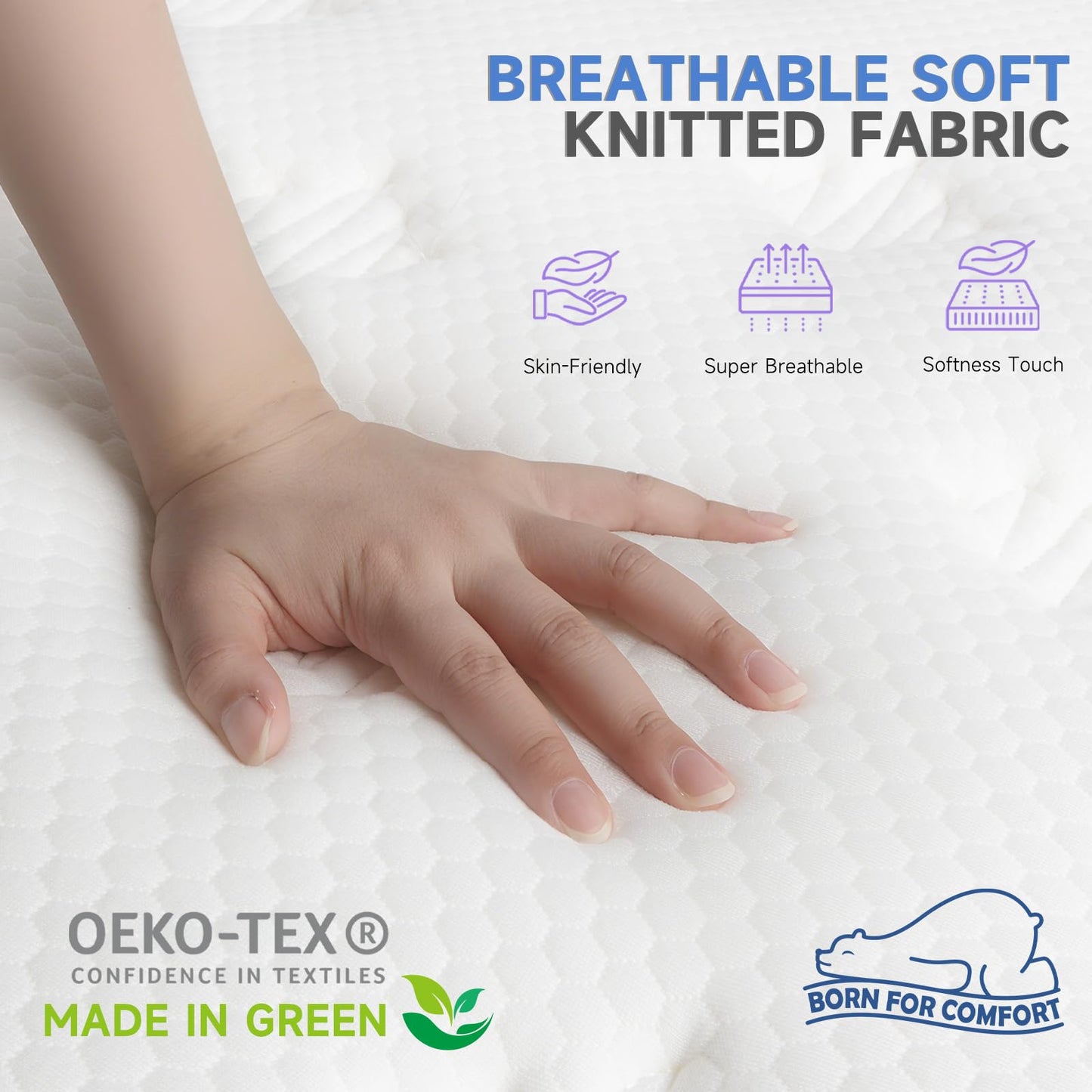 wowttrelax Double Mattress Memory Foam 4ft6, Medium, Purple, 135x190x20cm