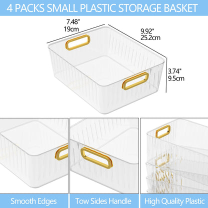 Wakikini 6 Packs Clear Pantry Organiser Basket Bins, Plastic Storage Bins