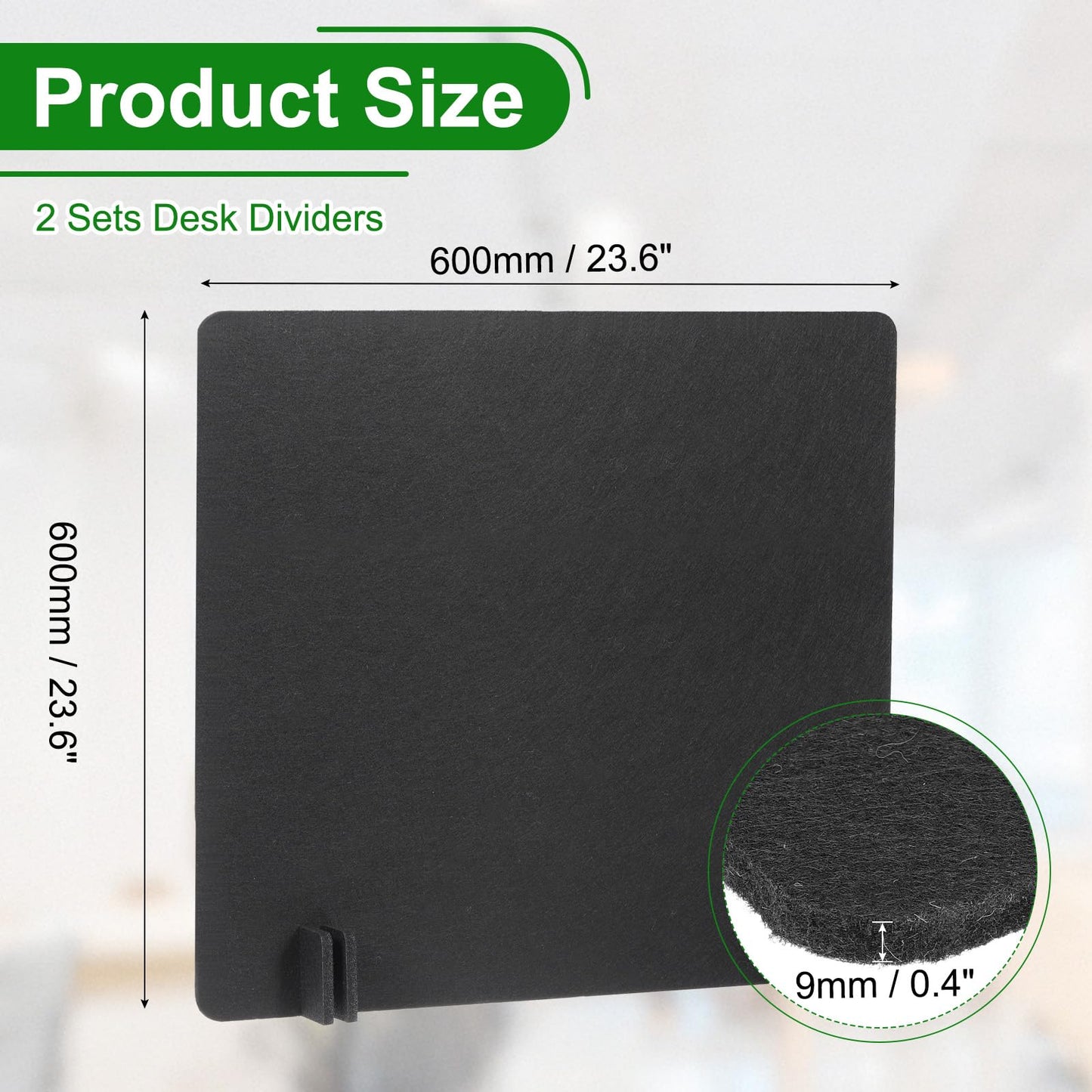 PATIKIL Desk Divider, 2 Set 24 x 24 Inch Acoustic Freestanding Desk Divider Desk Privacy Panel with 8 Pcs Support Feet for Library Office Workstation