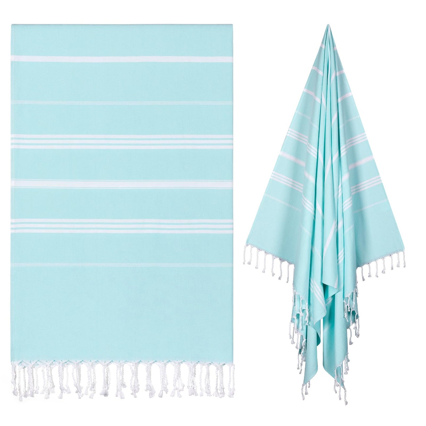 Ouxiaobai Turkish Beach Towel Oversized - 40"x70" Quick Dry Sand Free Thin Beach Towels for Adults, Extra Large Lightweigh Travel Towel(Aqua)