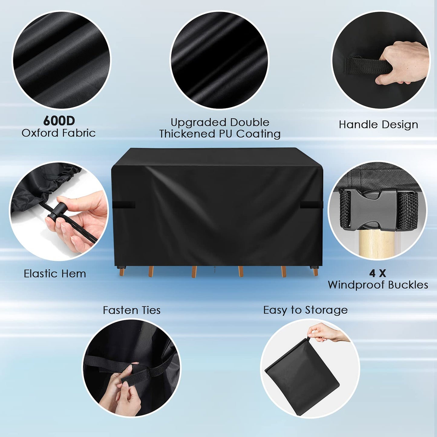 Garden Furniture Covers Waterproof, Patio Furniture Covers Waterproof Anti-UV Outdoor Furniture Covers with Handle Strap Drawstring Buckle for Garden