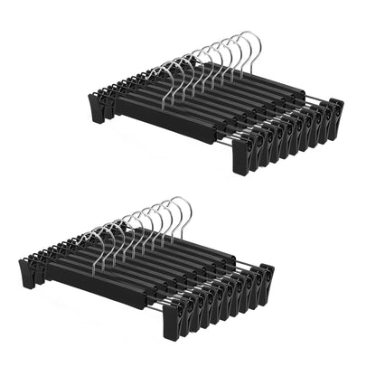 LATRAT Set of 20 Trouser Hangers, Skirt Hangers, with 2 Adjustable Non-Slip Clips, 360 Swivel Hooks, for Trousers, Skirts, Socks, Underwear, Black