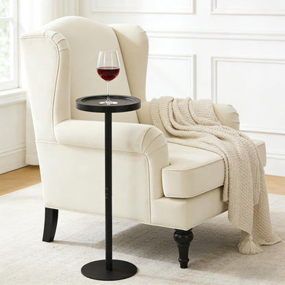 Simcat Small Round Side Table, Drink Table for Small Spaces and Modern Decor 1, Black