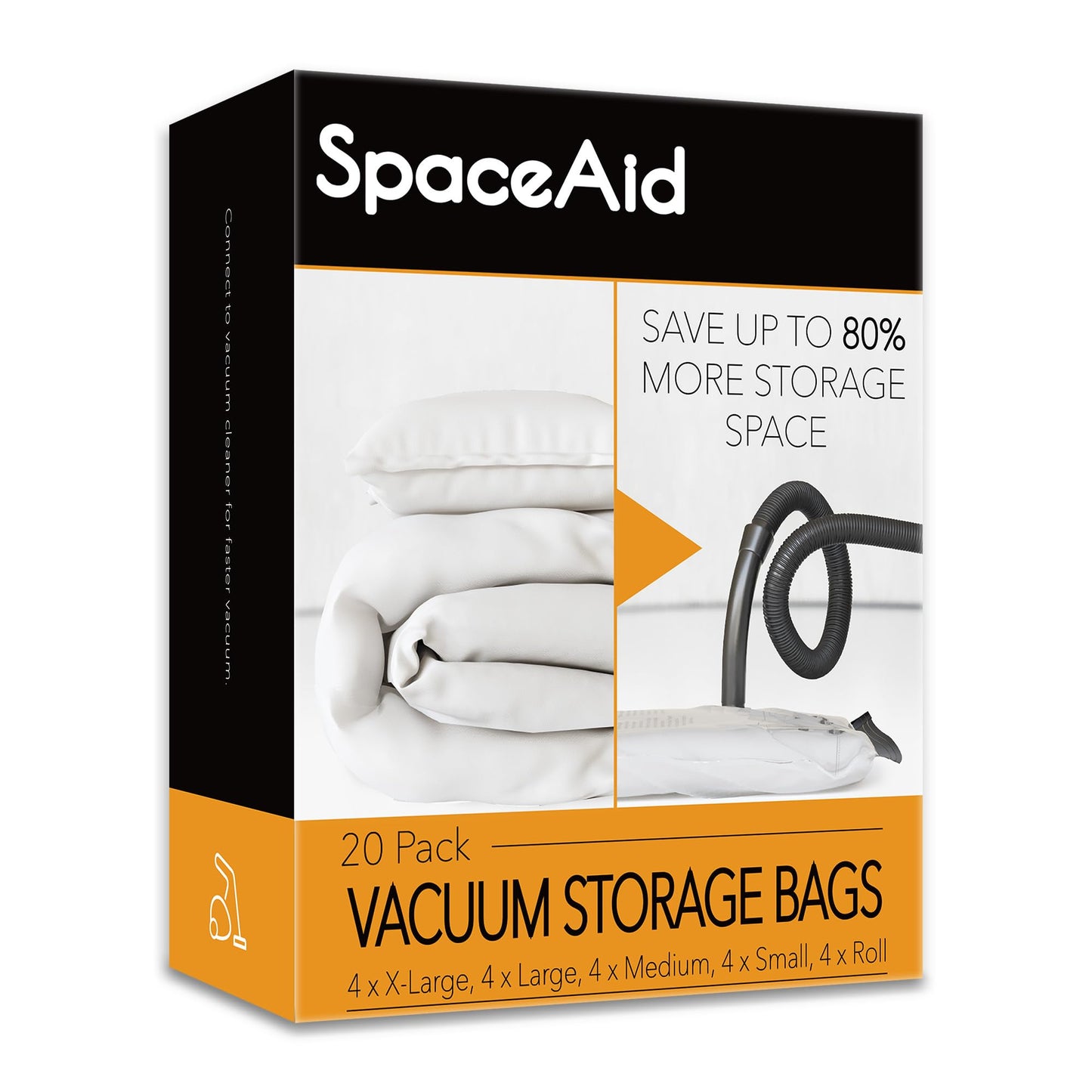 SpaceAid 20 Pack Vacuum Storage Bags, Space Saver Sealer Compression Bags for Comforters, Blankets, Pillows, Bedding, Clothes