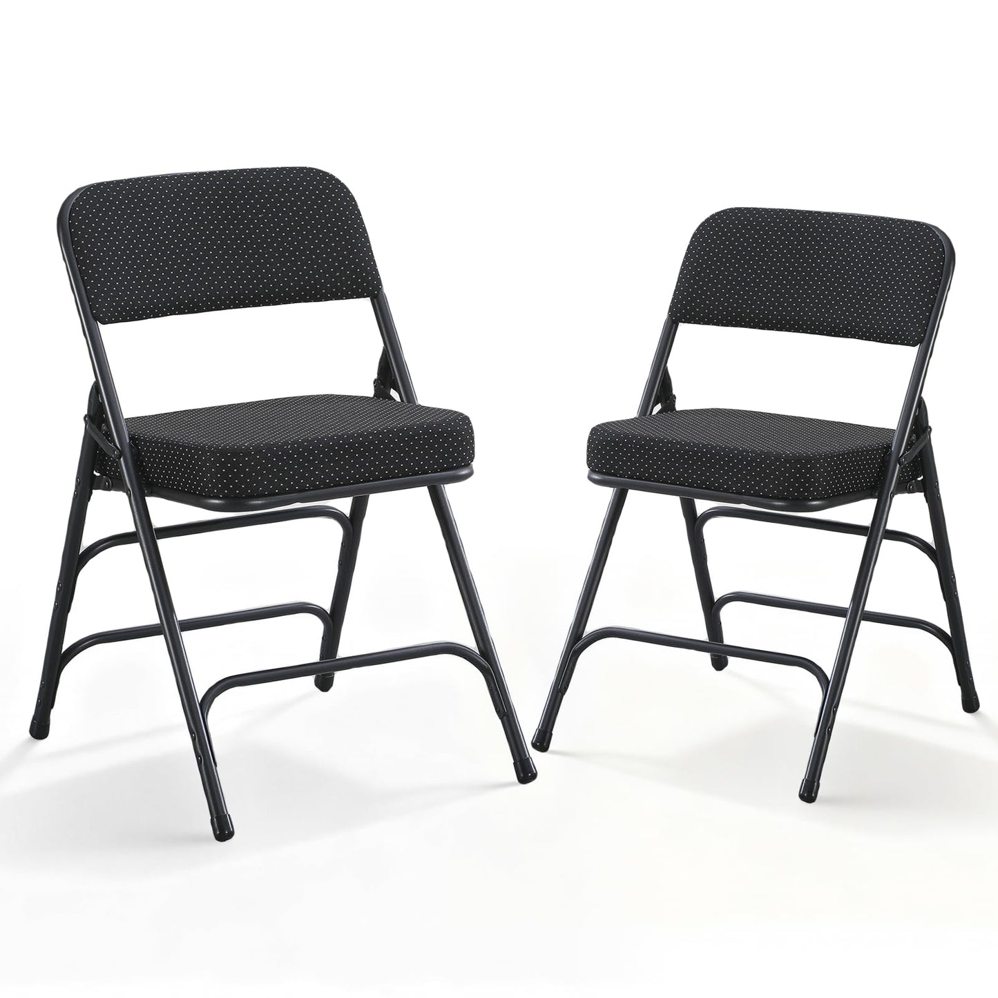 BOOSDEN 2 Pack Padded Folding Chairs with Cushion, Fabric Foldable Chair