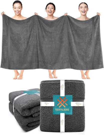 Textile Do 2 X Super Jumbo Charcoal Bath Sheets 100 x 200 cm 100% Egyptian Cotton Extra Large Bath Sheet Towels Body Wrap Beach Towels Charcoal, 2