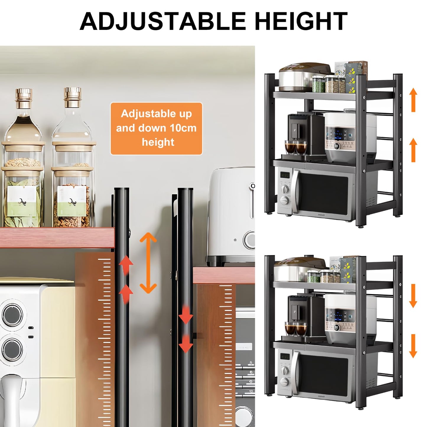LUKVCIY Adjustable 3-Tier Microwave Oven Shelf Stand