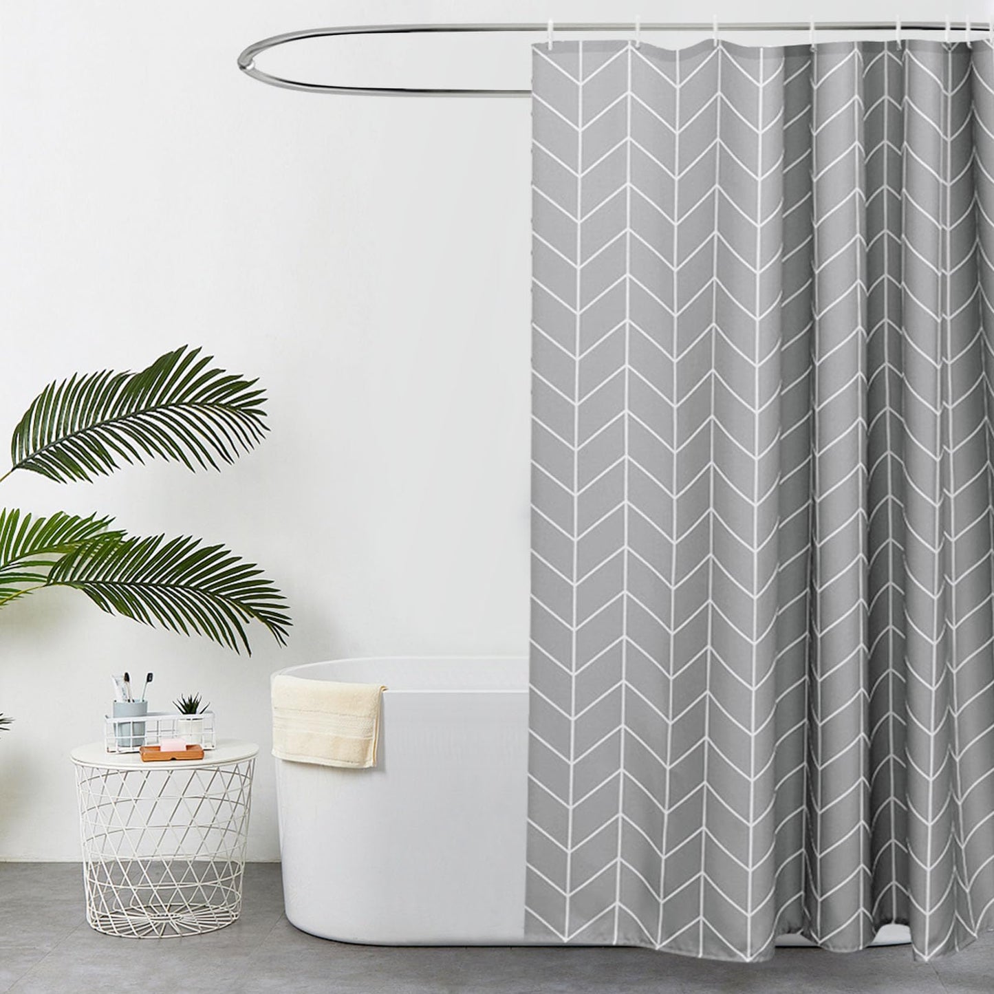EurCross Extra Wide/Long Grey Shower Curtains 200 X 200cm,Geometric Pattern