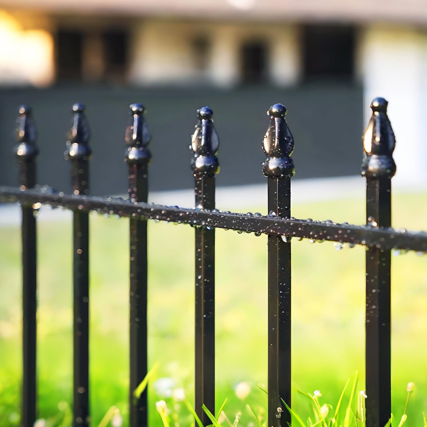 Thealyn Metal Garden Fence Decorative Fence 81cm High x 60cm Wide (5 Panels, Total Length 3m) No Dig Fence Border Fence Dog Fence Landscape Fencing