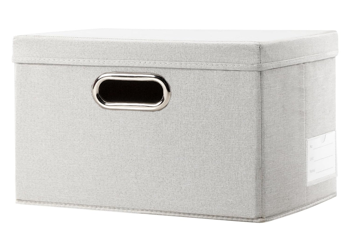 Prandom Storage Boxes with Lids Small,29x22x17cm,Beige1-Pack