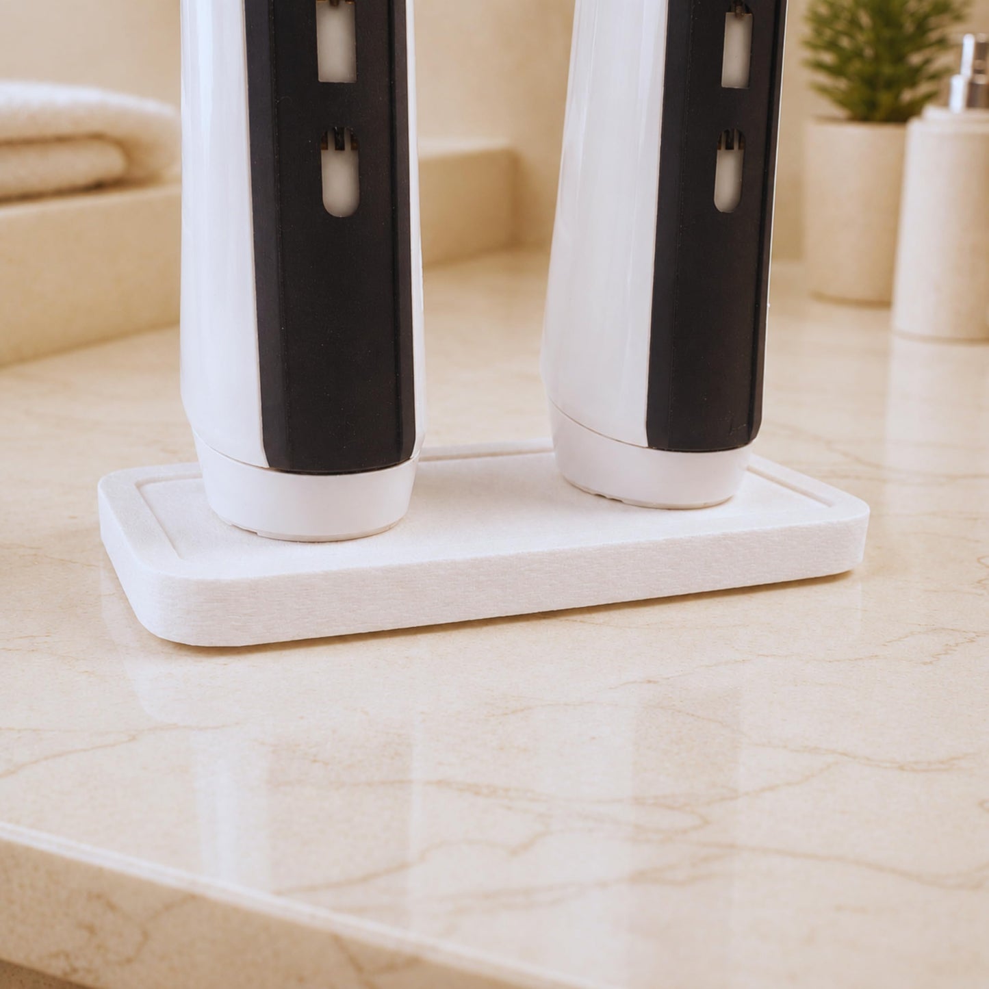 Electric Toothbrush Holder Stand Compatible with Oral-B (Matte Ivory White, Double)