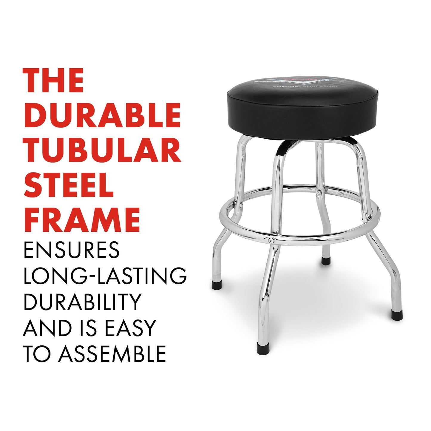 Fender Custom Shop Chevron Logo Barstool, Padded Swivel Seat, 24 In