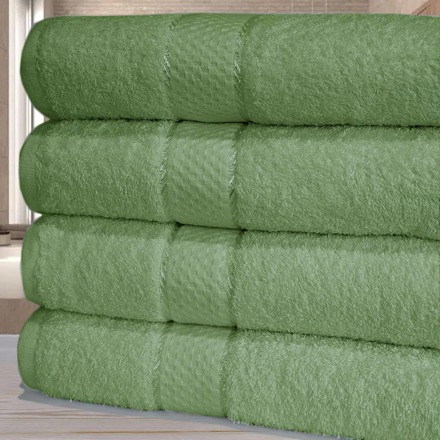 Casabella Luxury Pack Of 4 Bath Sheet 100% Egyptian Cotton Super Soft towel_Smoke Green