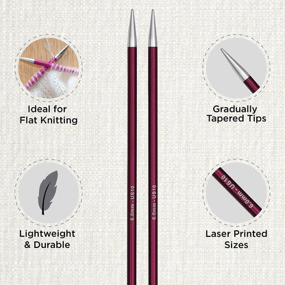 KnitPro Single-Pointed Knitting Needle Set - Zing (40cm) - 2.50-6.00mm