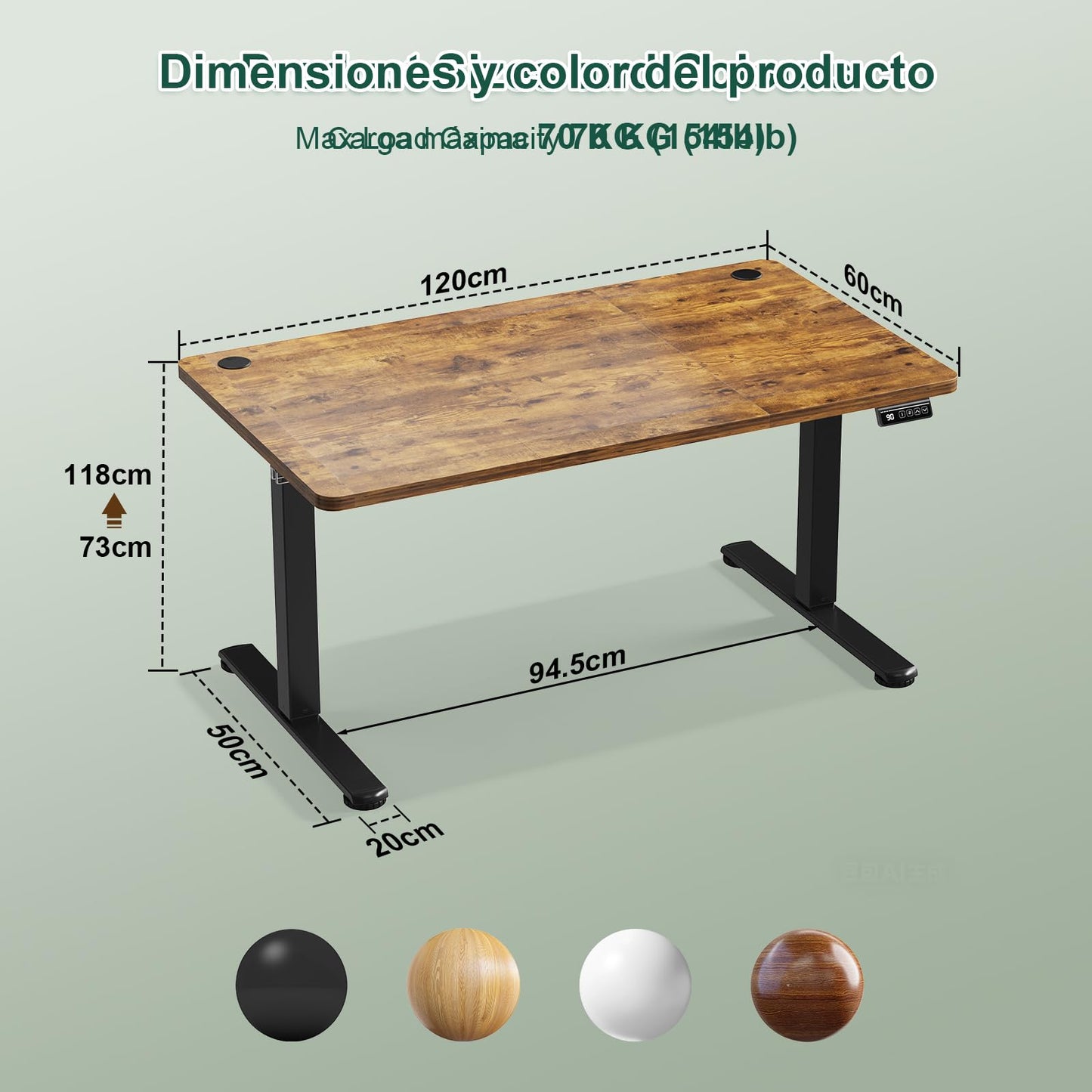 JUMMICO Electric Standing Desk 120 x 60 cm Home Office Height Adjustable Desk, Computer Lift Table with Smart Panel