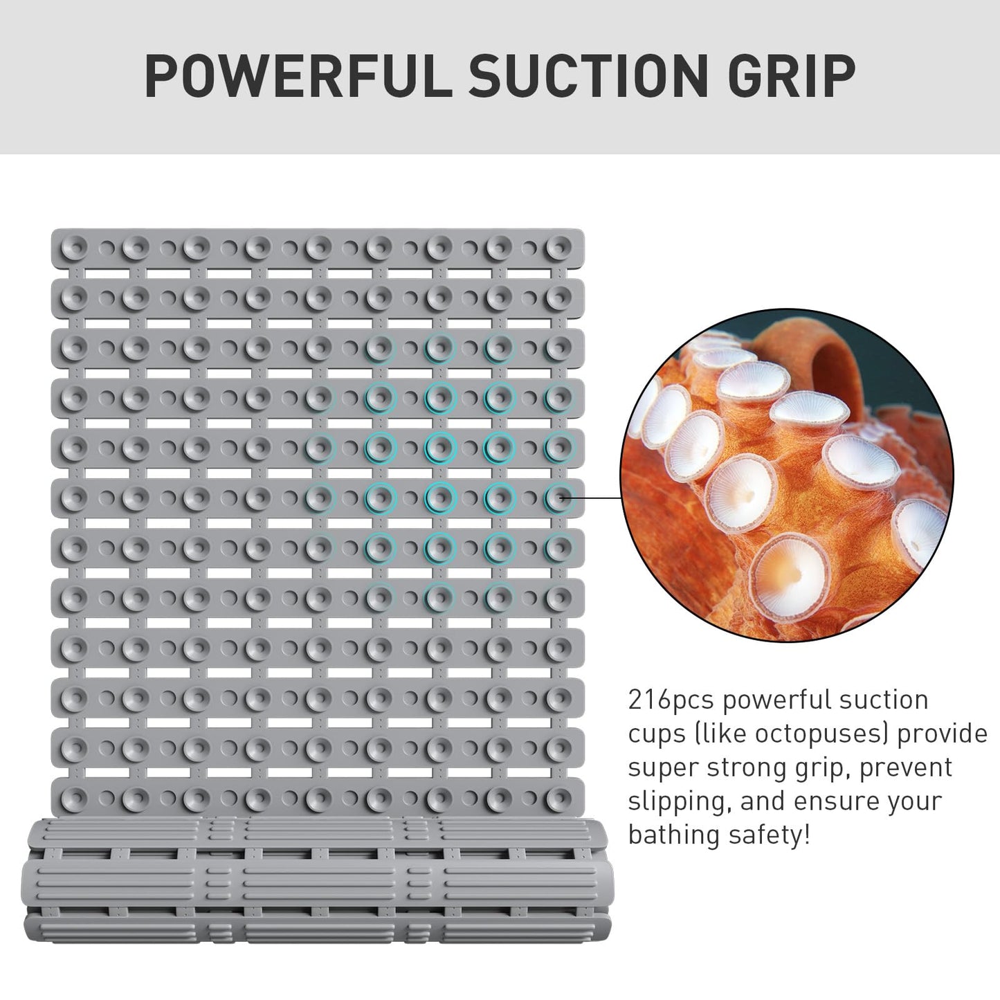 XIYUNTE Large Shower Mat Non Slip Anti Mould for Elderly- 90 x 40cm Cut-to-Fit Non Slip Shower Mat for Inside Shower