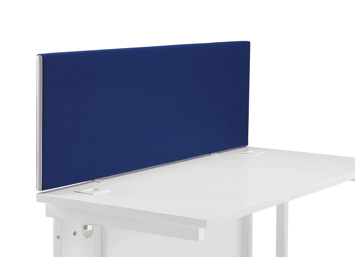 Office Hippo Upholstered Desktop Office Screen, G-Clamp Included, Fire-Retardant, Blue, 120 x 3 x 40 cm