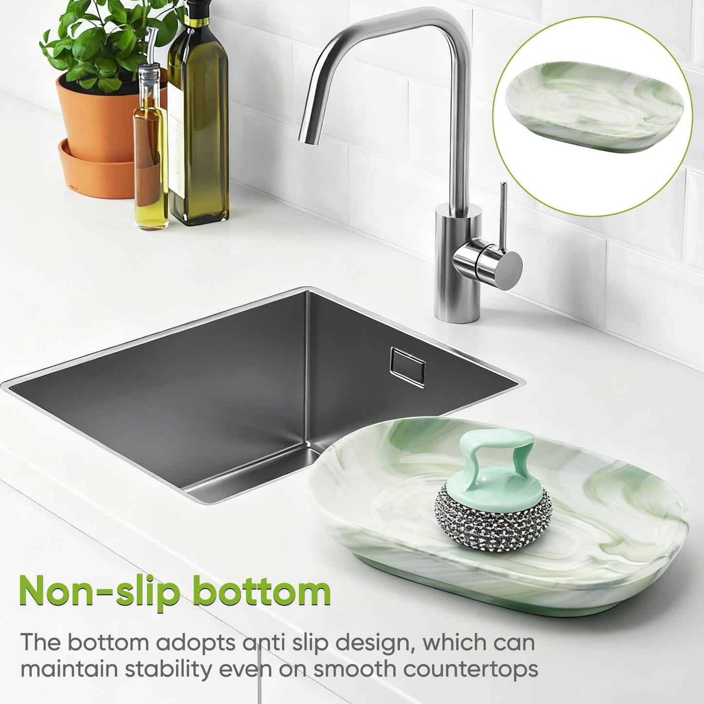 Anti-Slip Ceramic Soap Dish, Marble Soap Dishes for Bathrooms and Kitchens