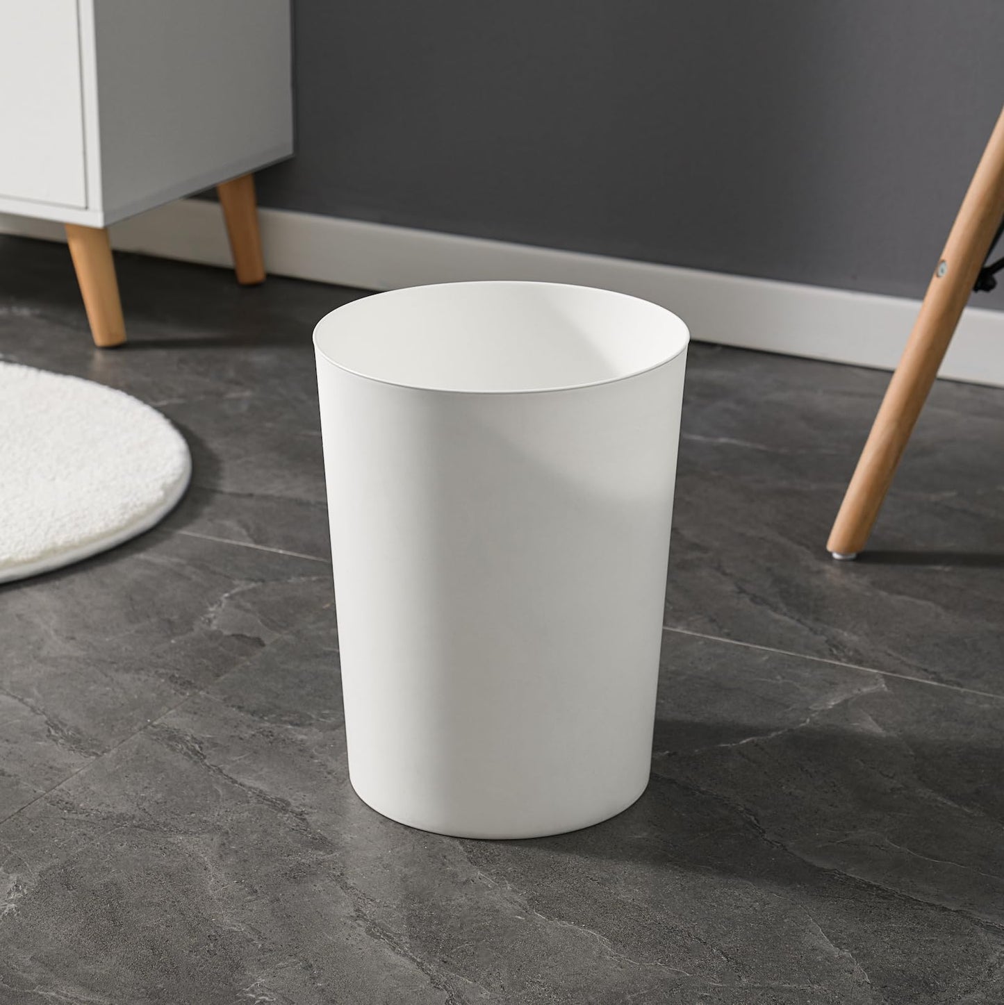 Cetomo 7.2L*3 Plastic Waste Paper Bin, Trash Can, Small Bins, Bedroom Bin, Round Waste Basket for Kitchen Rooms, Nesting, Matte, Frosted, Minimalist