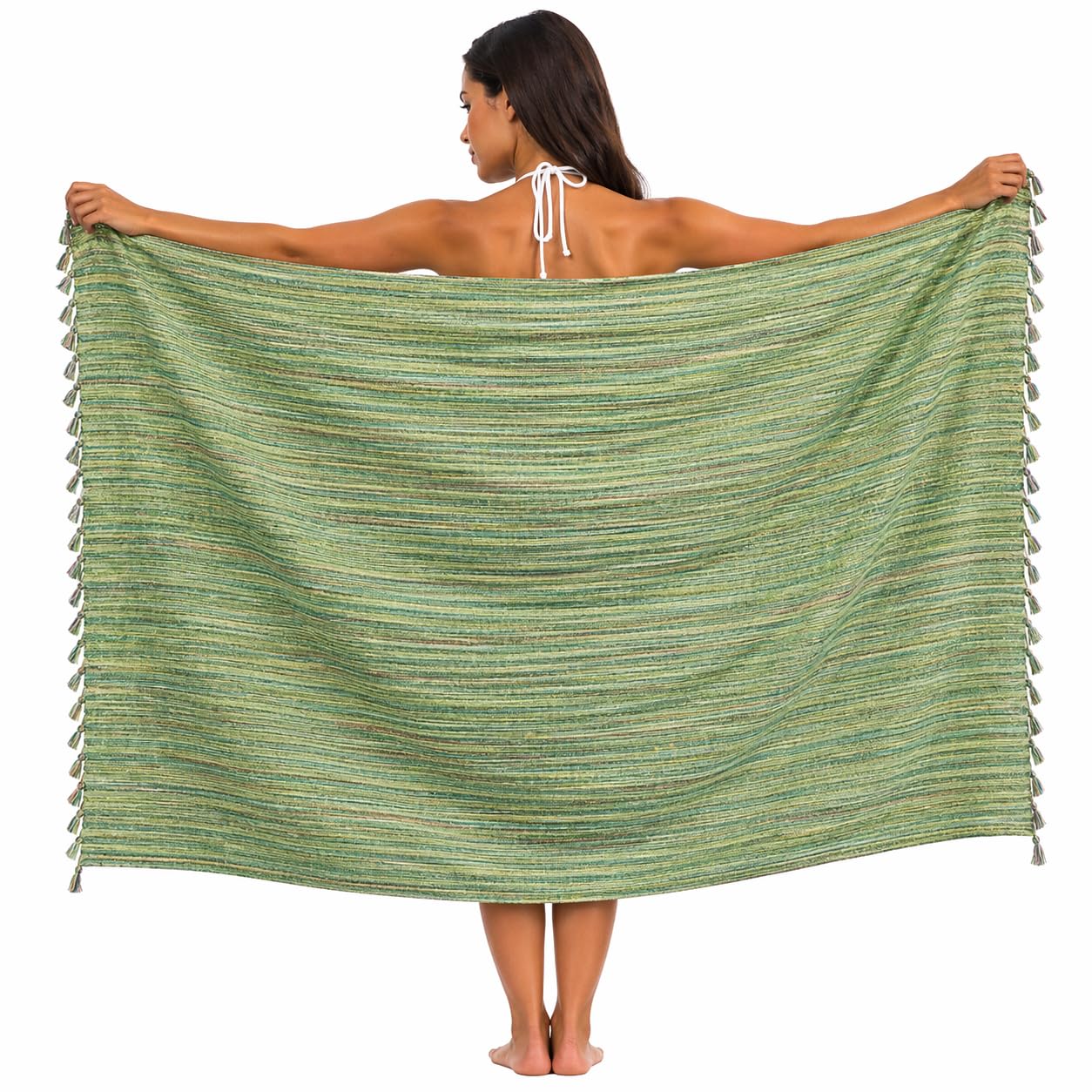WEFLORIA Turkish Cotton Peshtemal Towel – Lightweight Quick Dry Beach Towel – Large Hammam Spa Towel for Beach, Bath, Travel and Pool (green)
