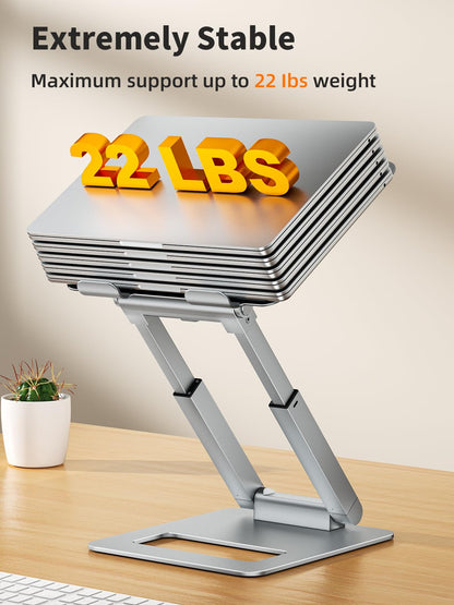 Laptop Stand for Desk Adjustable Height, Ergonomic Sit Stand Computer Stand for Good Posture, Aluminum Standing Laptop Riser for Protecting Spine