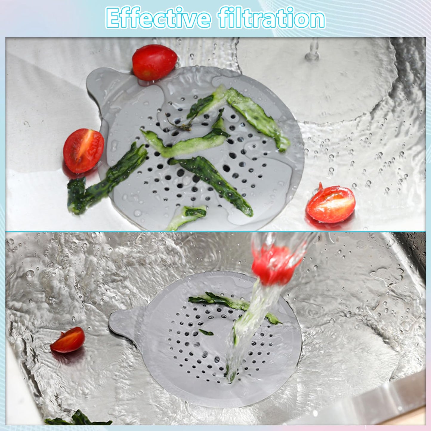 4 Pcs Silicone Drain Protector with Sucker, Shower Drain Covers Hair Catcher Kitchen Sink Food Catcher Bathroom Bath Tub Stopper Strainer Plug Trap
